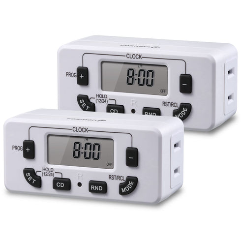 Fosmon 7 Day Programmable Digital Timer for Electrical Outlets, Indoor Plug-in Light Timer Switch, Grow Light Timer 125V 15A Electric Wall Timer f...