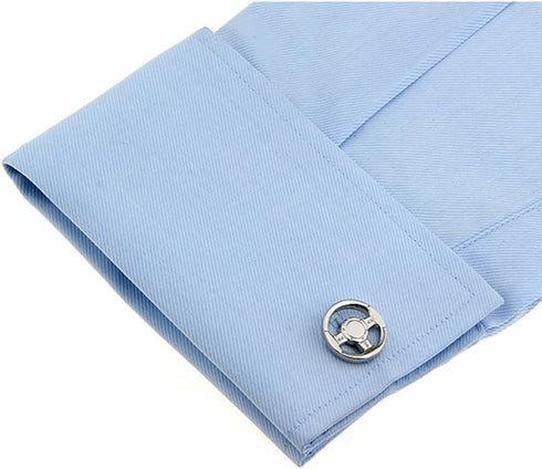 Steering Wheel Cufflinks Race Car Driver Metal Cuff Links...