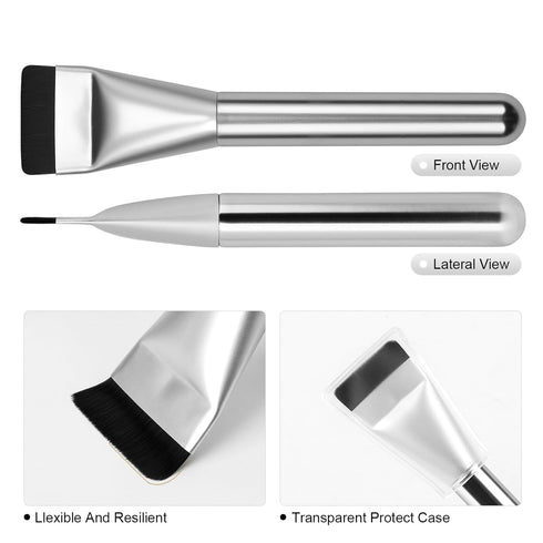 Ultrathin Foundation Brush for Liquid Makeup,Flat Spatula Liquid Foundation Brush Premium Face Korean Makeup Brush for Blending Cream (Silver)...