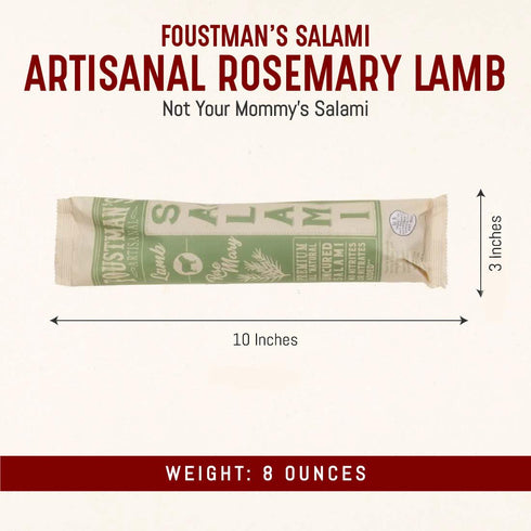 Foustman's Salami Rosemary Lamb Artisanal, Nitrate-Free, Naturally Cured, Gluten-Free, Dairy-Free, No Pork, 8 Oz Sticks...