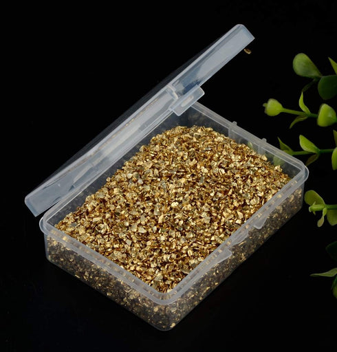 Crushed Glass Irregular Metallic Mini Chips Sprinkles Chunky Glitter Gold 100g 0.5-2.5mm for Nail Arts Craft DIY Vase Filler Epoxy Resin Mold Jewe...