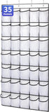 35 Pockets Over the Door Shoe Organizer, Hanging Shoe Organizer for Door with 35 Mesh Pockets Large Capacity Shoe Hanging Storage Bag with 4 Metal...