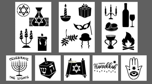 Happy Hanukkah Stencil Hebrew Jewish Plastic Stencil Letters Stencil Jewish Holidays Pictures Stencil 9.8 x 8.26 Inch Jewish Lettering Stencils fo...