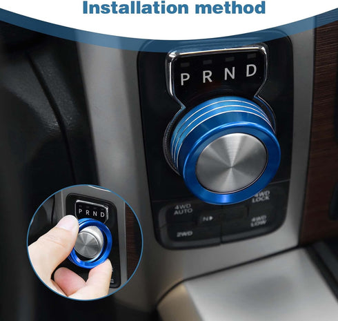 for Durango Gear Shift Knob Cover Trim Ring for Dodge RAM 2013-2017/Durango 2014-2017 Blue Interior Accessories...