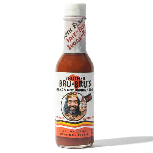 Brother Bru-Bru’s Hot Sauce – No Sodium, Salt Free, Sugar Free, Gluten Free, Vegan – African Hot Pepper Habanero Sauce, Seasoning & Spice – 5 oz (...
