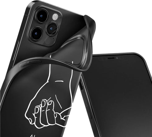 Black Matching Phone Cases compatible with - iPhone 14 Pro Max - 6.7 inch for Couples Holding Hands Cover Cute Always and Forever Shockproof Anniv...