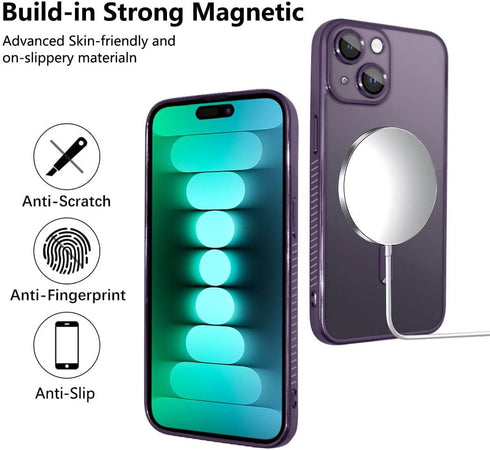 KANGHAR Case Designed for iPhone 15 Plus Magnetic Clear Full Camera Protector Cover Anti-Yellowing Shockproof Slim Case for Women Men Compatible w...