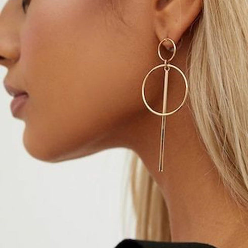 Boho Large Bar Hoop Earrings Gold Circle Stick Drop Earrings Vintage Geometric Circle Bar Dangle Earrings Big Round Circle Prom Earrings for Women...