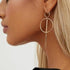 Boho Large Bar Hoop Earrings Gold Circle Stick Drop Earrings Vintage Geometric Circle Bar Dangle Earrings Big Round Circle Prom Earrings for Women...