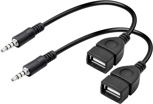 AUX to USB Adapter (Not for Headphone) 3.5mm Male Audio Jack Plug to USB 2.0 Female Converter for Playing Music with USB Flash Drive in Car - 2 Pa...