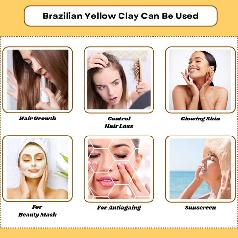 100% Natural Brazilian Yellow Clay Powder for Anti-Ageing & Skin firming, Creams and Soap Making 0.5 Lbs / 227 GMS...