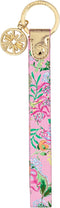 Lilly Pulitzer Durable Leatherette Strap Key Chain, Cute Wristlet Keychain Accessory with Metal Ring, Via Amore Spritzer...