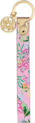 Lilly Pulitzer Durable Leatherette Strap Key Chain, Cute Wristlet Keychain Accessory with Metal Ring, Via Amore Spritzer...