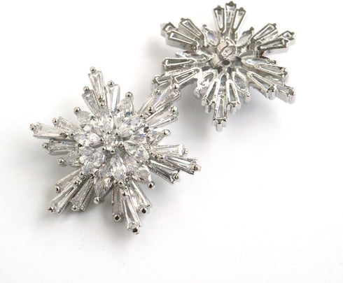 5pc/lot Luxury crystal buttons for clothes Cubic zircon button for coat Decorative CZ sewing Silver buttons for cashmere cardigan (29mm/1.14")...