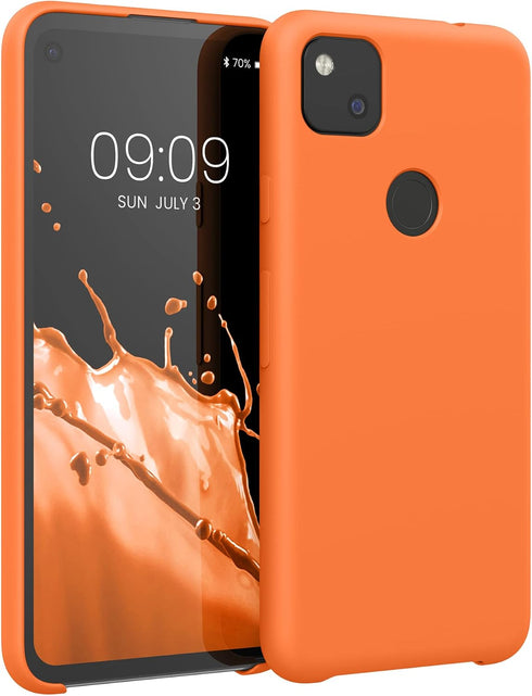 kwmobile Case Compatible with Google Pixel 4a Case - TPU Silicone Phone Cover with Soft Finish - Fruity Orange...