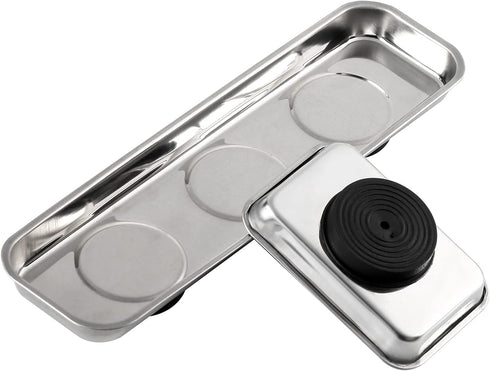 3 Pieces Magnetic Trays Set Stainless Steel Magnet Tool Tray Parts Holder for Screws, Sockets, Bolts, Pins, Mechanic's and Automotive...
