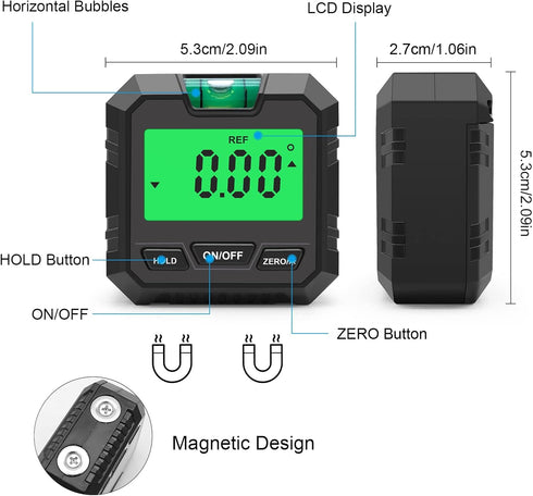 Hancaner Digital Angle Finder with LCD Display, Digital Electronic Level and Angle Gauge with Bubble Level and Magnetic Base, Digital Inclinometer...
