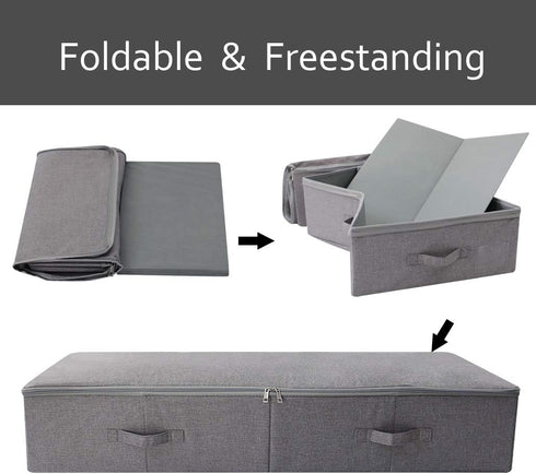 39.4X16.9X7“ Under The Bed Shoes Clothing Bedding Storage Organizer Containers with Lid, Dust-proof & Foldable Washable, Durable Plastic Board in ...