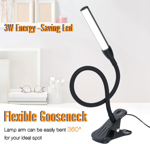 Clip on Reading Light, Clip Light, Warm & Daylight & White Light 3 Colors, Eye-Care Clamp Lamp with 10 Dimmable Illumination Modes...
