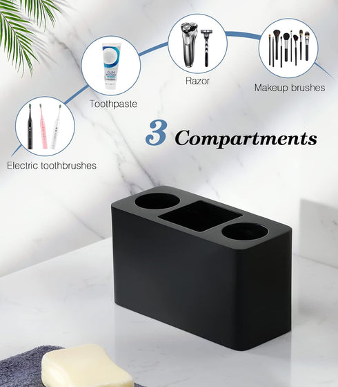 Luxspire Toothbrush Holder, 3 Slots Electric Toothbrush and Toothpaste Holder, Resin Bathroom Countertop Storage Bathroom Accessories Toothbrush S...