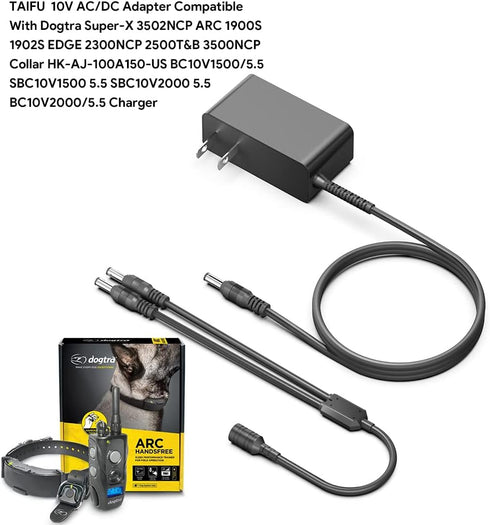for Dogtra Charger, TAIFU 10V Power Adapter Replacement Charger for ARC 1900S 1902S Dogtra Super-X 3502NCP 2300NCP 2500T&B 3500NCP Remote Trainer ...