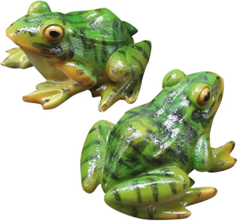 2pcs Mini Frog Statues Miniature Resin Frogs Small Frog Figurine Animal Sculpture Artificial Frog Statue for Garden Yard Micro Fairy Garden Orname...
