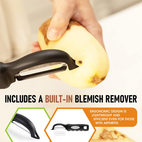Spring Chef Premium Swivel Vegetable Peeler, Soft Grip Handle and Ultra Sharp Stainless Steel Blades - Perfect Kitchen Peeler For Veggie, Fruit, P...