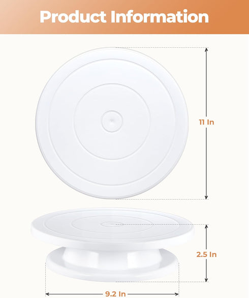 Kootek Cake Stand, 11 Inch Rotating Cake Turntable for Decorating, Display & Baking, Smooth Revolving Spinner Stand (White)...