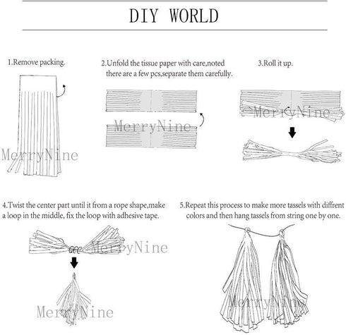 MerryNine Tissue Tassels Garlands 30PCS, 14 Inch Garland Banner Paper Tassels for Wedding, Baby Shower, Event & Party Supplies Decoration (Gold/Si...