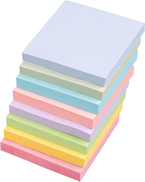 Sticky Notes 3x3 Inches, 8 Pads, 800 Sheets, 8 Color Sticky Note Pads, Premium Sticky Pads, Sticky Notes Bulk, Self-Stick Note Pads, 100 Sheets/pa...