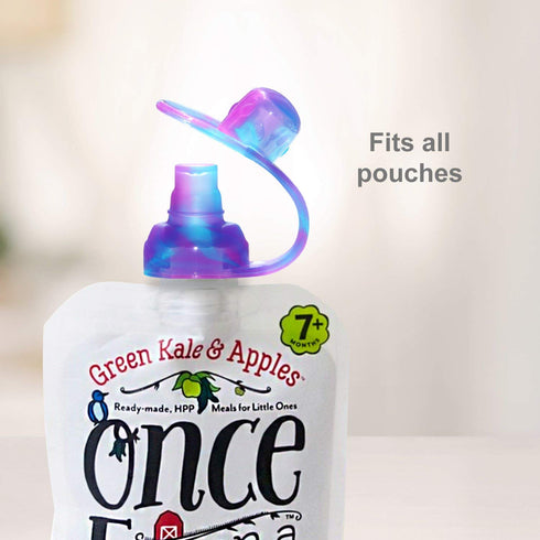 ChooMee Reusable Baby Food Pouch Starter Set, SnakPack | 4 CT, 5 oz | includes SoftSip Pouch Tops, 2CT, Green Purple...