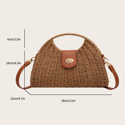 Orgone Summer Beach Woven Tote Bag, Straw Rattan Raffia Bucket Bag, Handmade Basket Handbag...