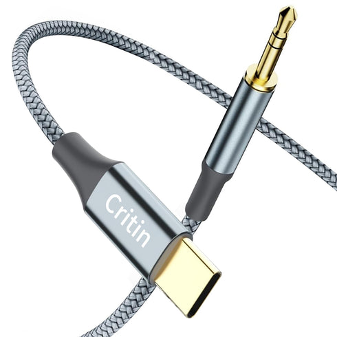 USB C to 3.5mm Audio Auxiliary Jack Cable,Type C Adapter to 3.5mm Male Headphone Stereo Cable,Braided Stereo Mini Jack Male to Male Auxiliary TRS ...