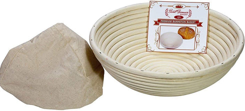 Saint Germain Bakery Premium Round Bread Banneton Basket with Liner - Perfect Brotform Proofing Basket for Making Beautiful Bread (8 inch)...