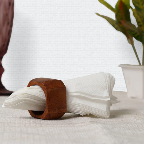 Wooden Napkin Rings Set of 6 for Dinning Table Decor | Wood Napkin Holder Set of Six for Dinner Table Decoration | Napkin Ring for Home and Kitche...