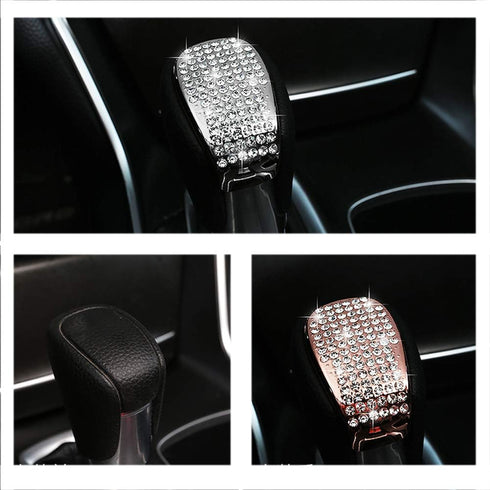 GeeGee 1 PC Bling Crystal Accessories Rhinestones Gear Shift Knob cover Handlebar Grip Stem Decal Interior Visors Decorations Compatible with H on...