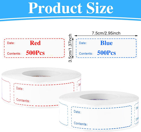 1000Pcs Removable Freezer Labels,1 x 3 Inch Food Labels for Food Containers Food Date Stickers Refrigerator Food Storage Labels Easy Clean No Resi...