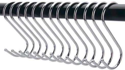 Premium S Hooks - S Shaped Hook - Heavy Duty Stainless Steel Hanger Hooks - Ideal for Hanging pots and Pans, Plants, Utensils, Towels etc. Size La...
