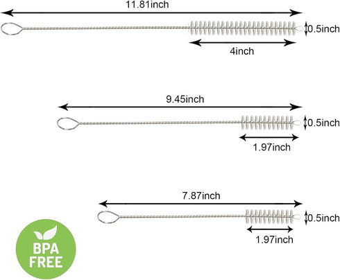 Straw Cleaner Brush Set, 6-Piece (3-Size) Extra Long Drinking Straw Cleaning Brush for Stanley Tumbler, Sippy Cup, Water Bottle, Glass Silicone Me...