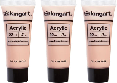 KINGART 500-101 PRO Artist Quality DELICATE ROSE Acrylic Paint, 22ml (0.74oz) Tubes, 3 Pack - Set (66ml Total), Delicate Rose...