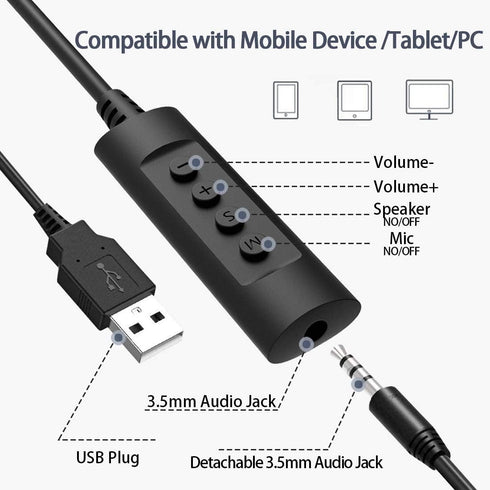 GEEKRIA USB Headset with Mic and Mute Option, Wired Headphone for PC, Laptop, Tablet, Computer Headset with Noise Cancelling Microphone, All Day C...