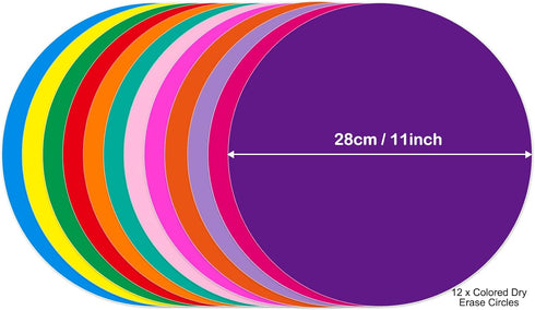 12 Dry Erase Circles Dot, Removable Vinyl Dots Stickers Colorful Wall Decal Classroom Tables,Home Office School Teaching Students Back to School S...