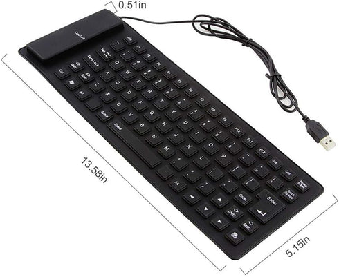 Foldable Silicone Keyboard, USB Wired 85 Keys Waterproof Rollup Silent Typing Soft Touch Keyboard for PC Notebook Laptop(Black)...