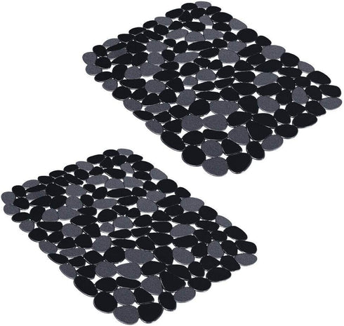 Yolife Pebble Sink Mats for Stainless Steel Sink, PVC Sink Saddle Protectors Kitchen Sink Mat for Porcelain Sink, Dishes and Glassware (Black,2 Pa...