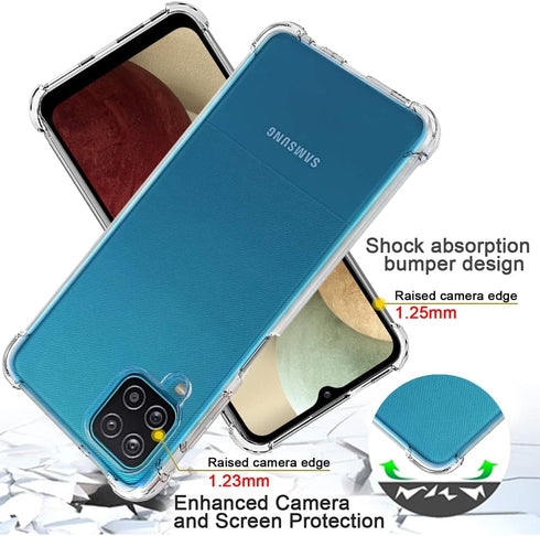 for Samsung Galaxy A12 Case, Samsung A12 Case with Screen Protector, Shockproof Crystal Clear Slim Soft Silicone TPU Protective Phone Cover for Sa...