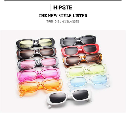 Retro Rectangle Sunglasses for Women Men Small Square Frame Trendy Y2K 90’s Black Sunglasses...