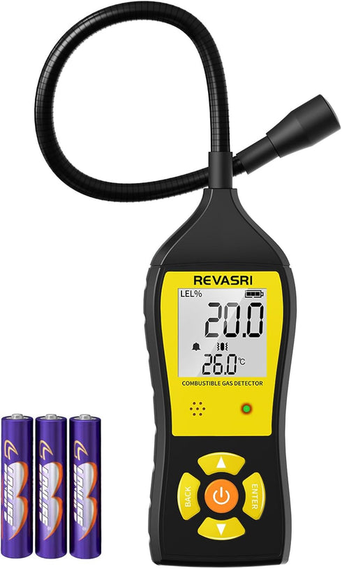 Portable Gas Leak Detector for Natural Gas, LNG, LPG with Audible, Visual and Vibration Alarm, Real-time Gas Concentration Display, Combustible Ga...