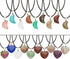FASHEWELRY 20Pcs Random Crescent Moon Heart Chakra Stone Pendants Healing Crystal Gemstone Charms & 20Pcs Black Waxed Cotton Necklace Cord & 1Pc V...