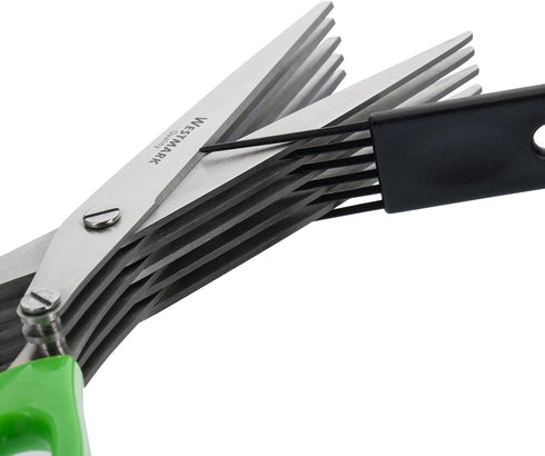 Westmark Germany Stainless Steel 5-Blade Herb Scissors with Cleaning Comb (Green)...