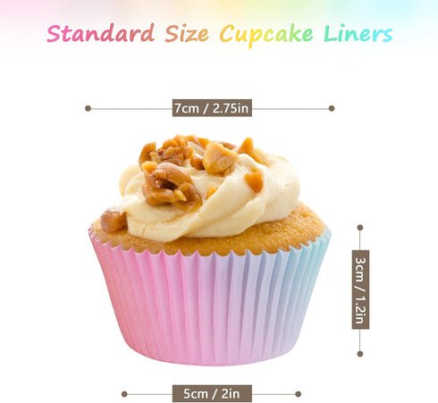 Standard Cupcake Liners 400 Count Colorful Paper Baking Cups Disposable Cupcake Wrappers for Wedding and Party Baking Supplies (Gradient Color)...